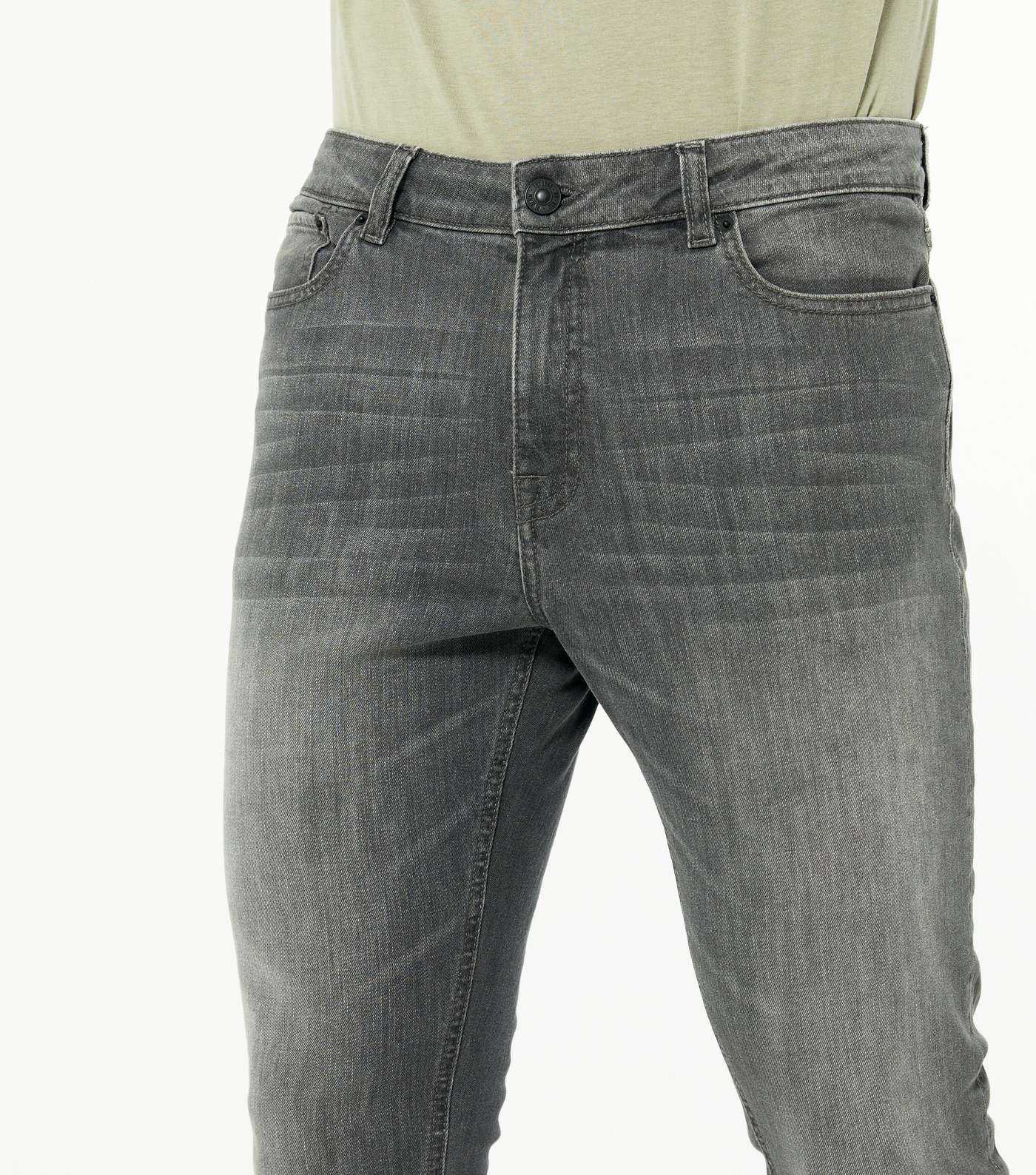 Pale Grey Washed Skinny Stretch Jeans Image 3