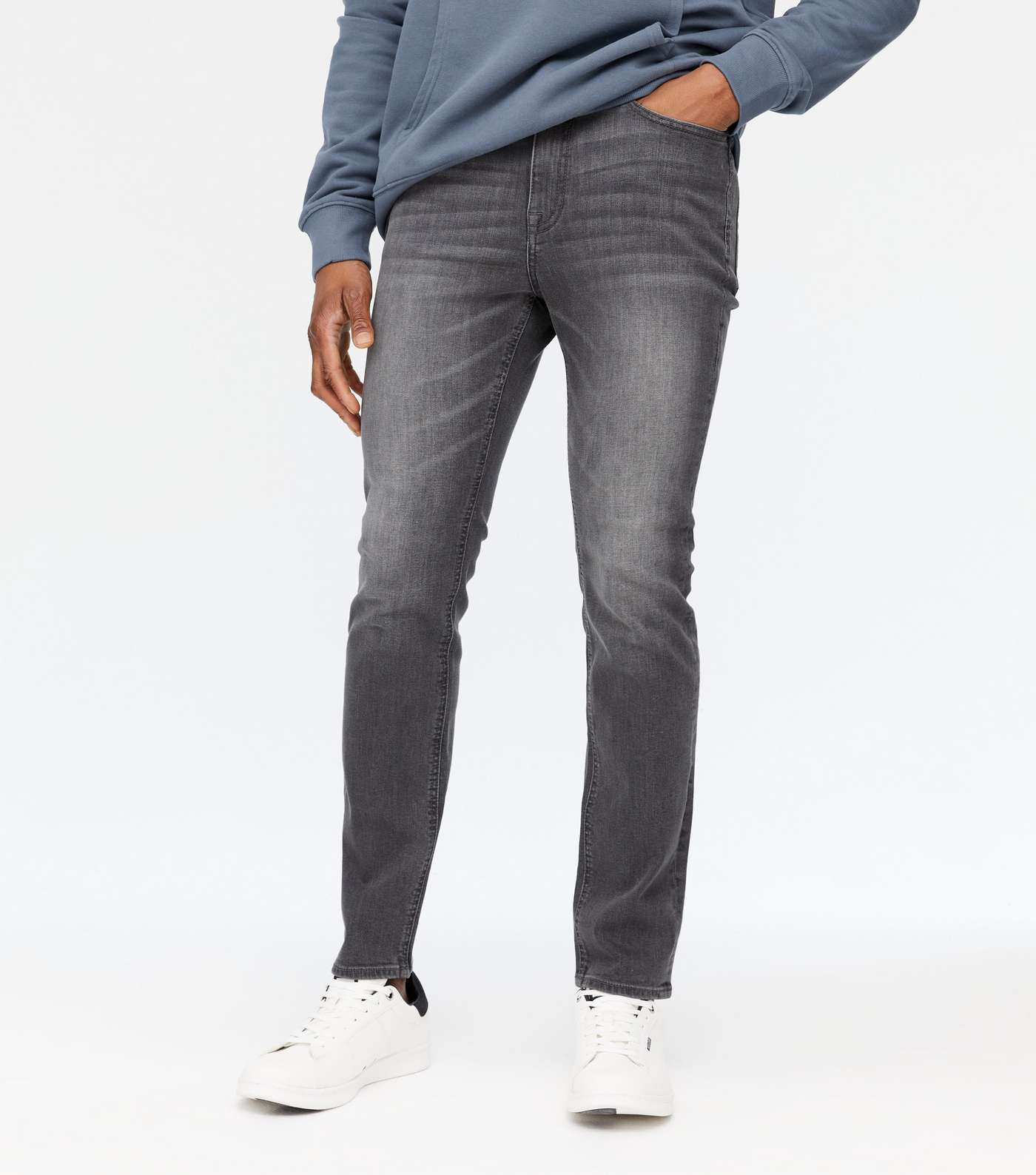 Pale Grey Washed Slim Stretch Jeans Image 2