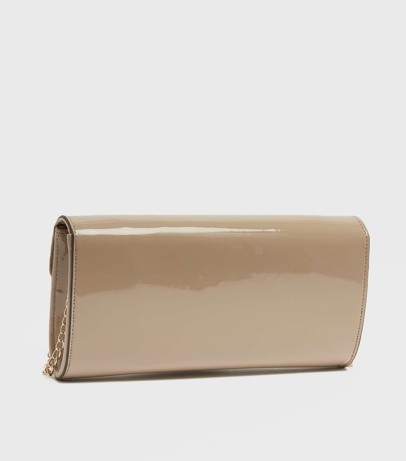 Camel Patent Chunky Chain Clutch Bag Image 3