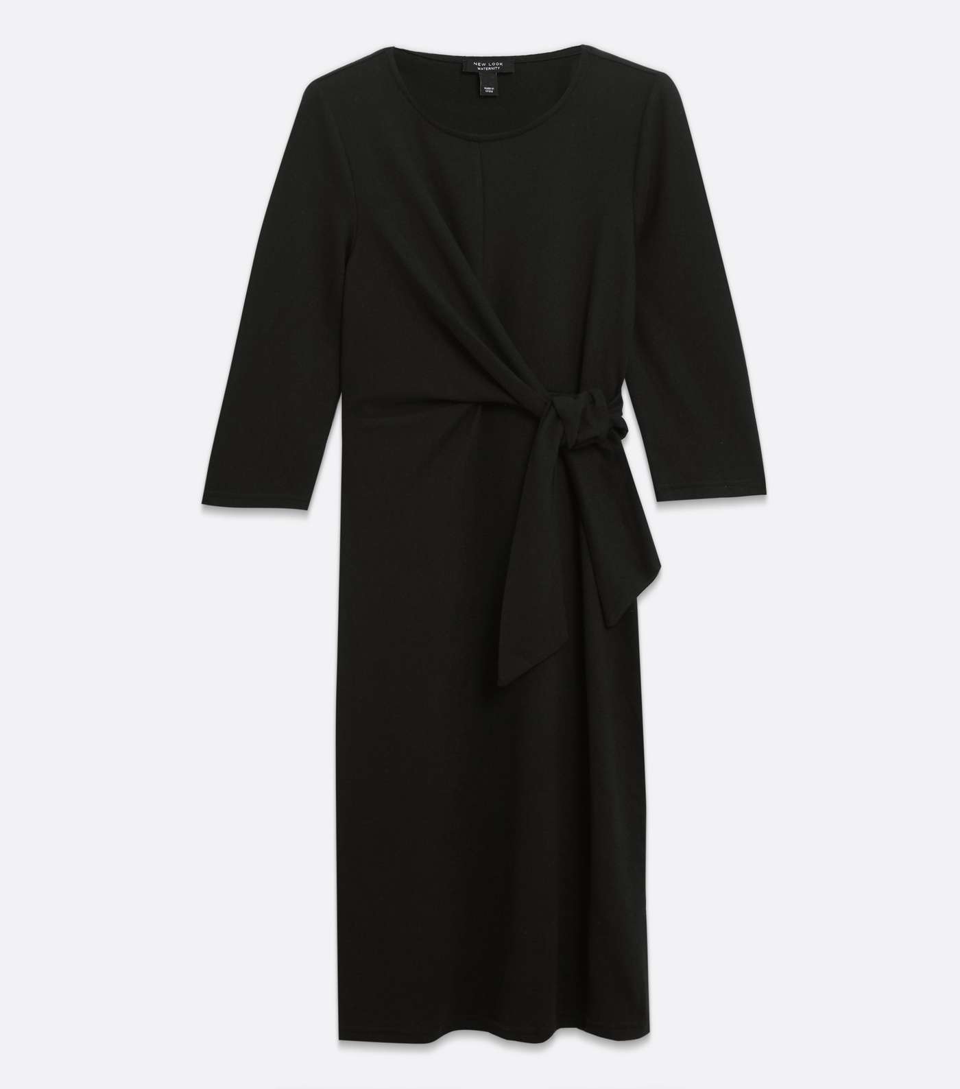 Maternity Black Tie Front Midi Dress Image 5