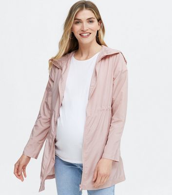 Maternity Pale Pink Hooded Packable Mac 