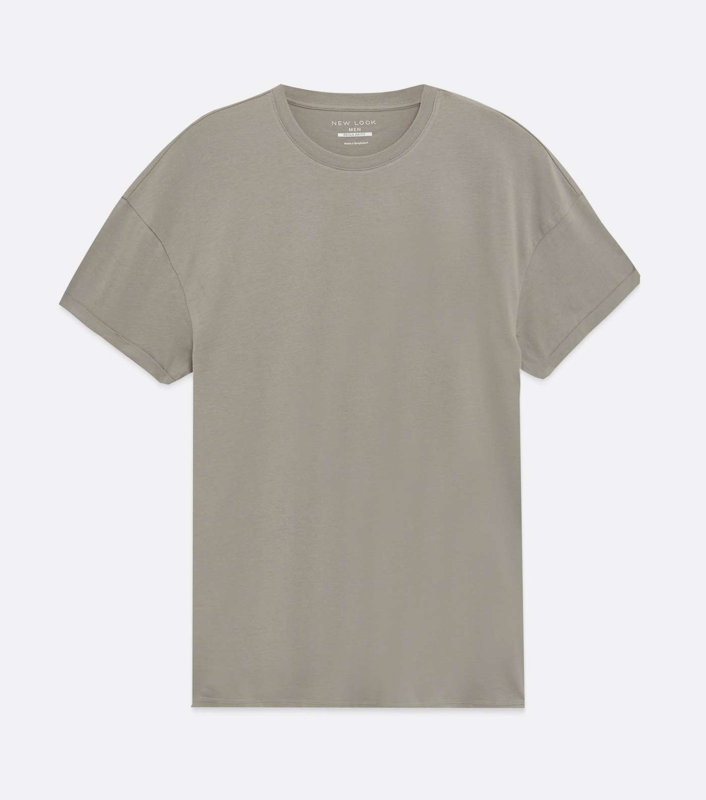 Pale Grey Roll Sleeve Crew Neck T-Shirt Image 6