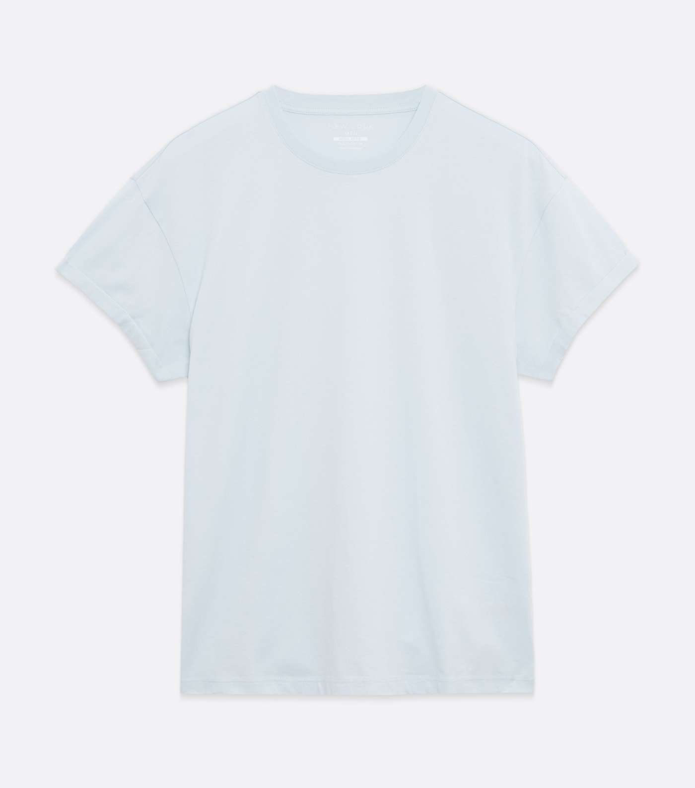 Pale Blue Roll Sleeve Crew Neck T-Shirt Image 5