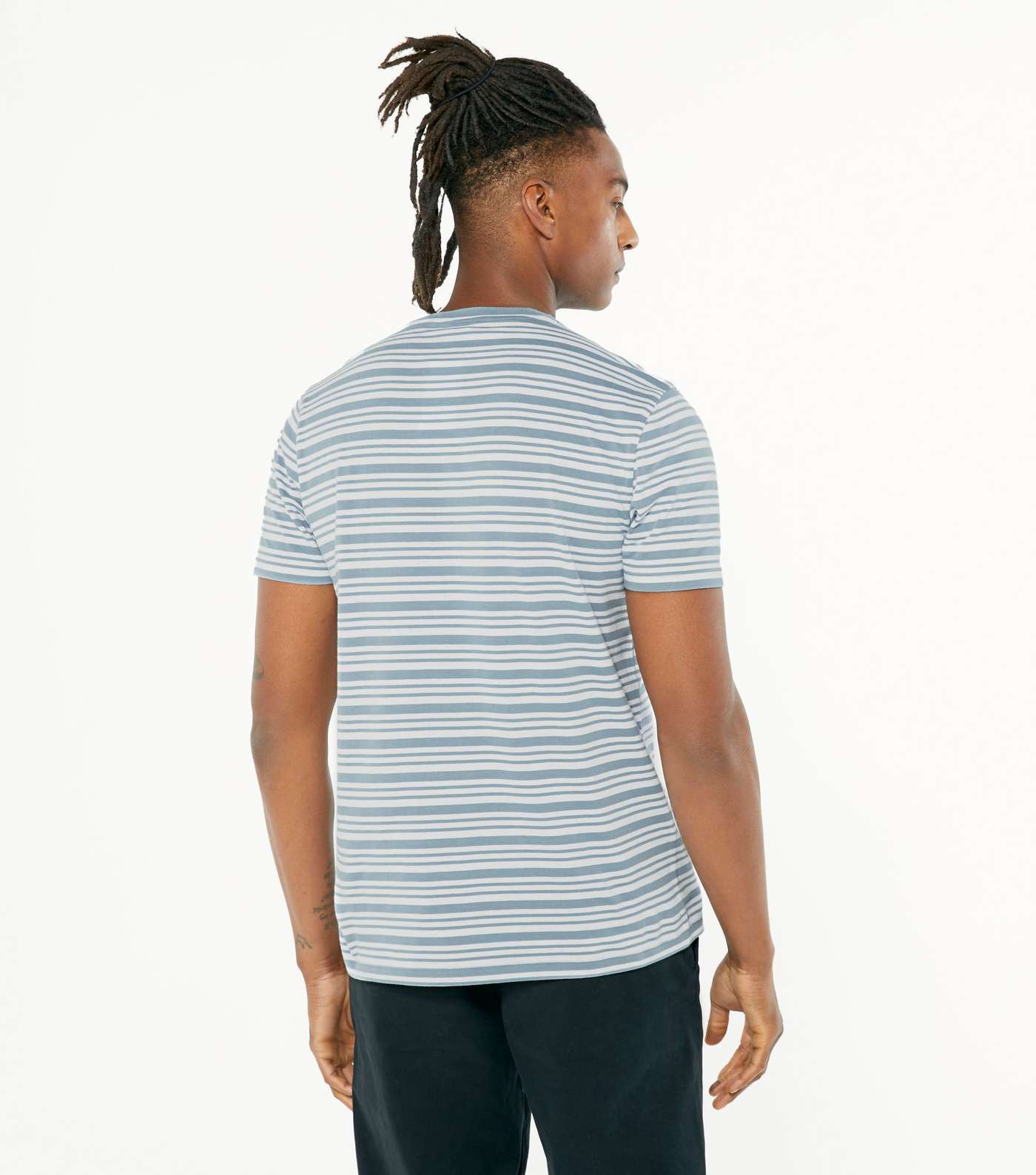 Blue Stripe Crew Neck T-Shirt Image 4
