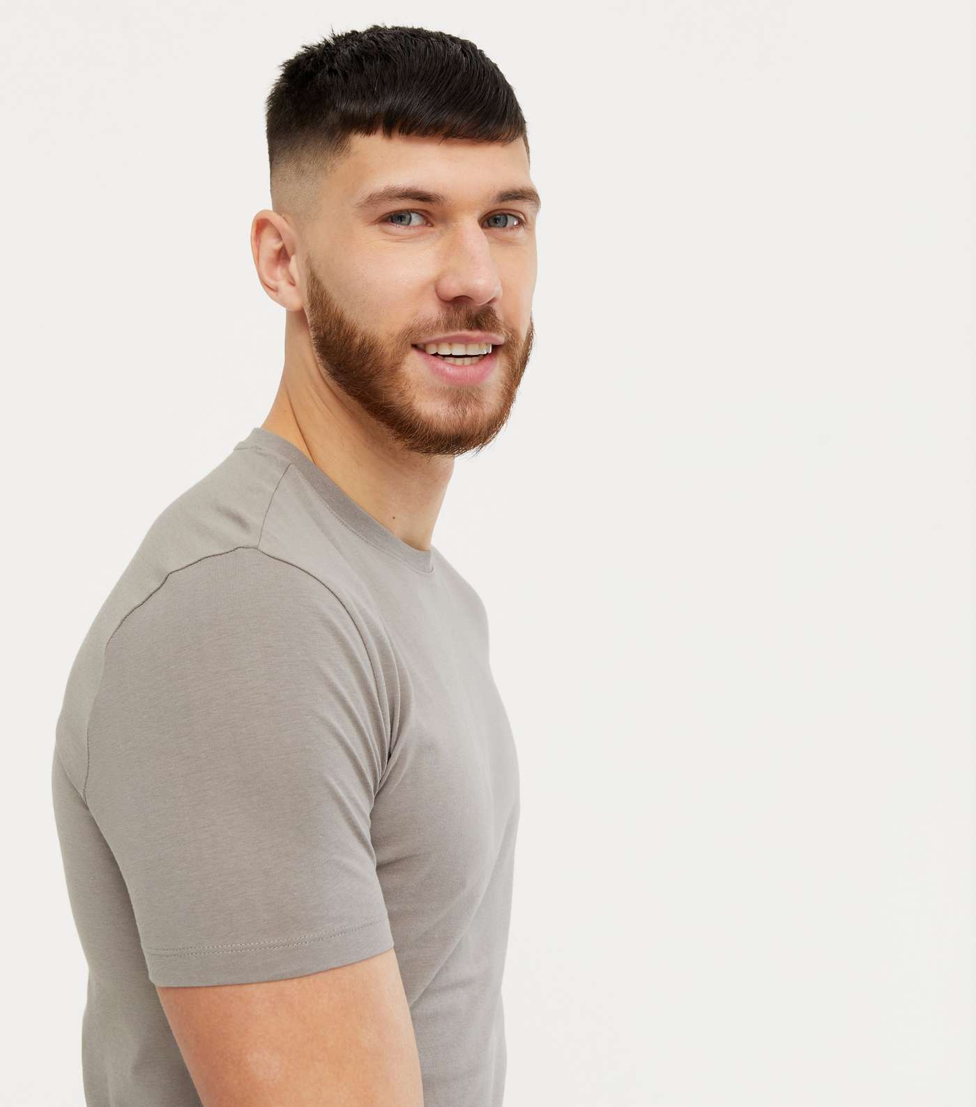 Pale Grey Crew Neck Muscle Fit T-Shirt Image 3