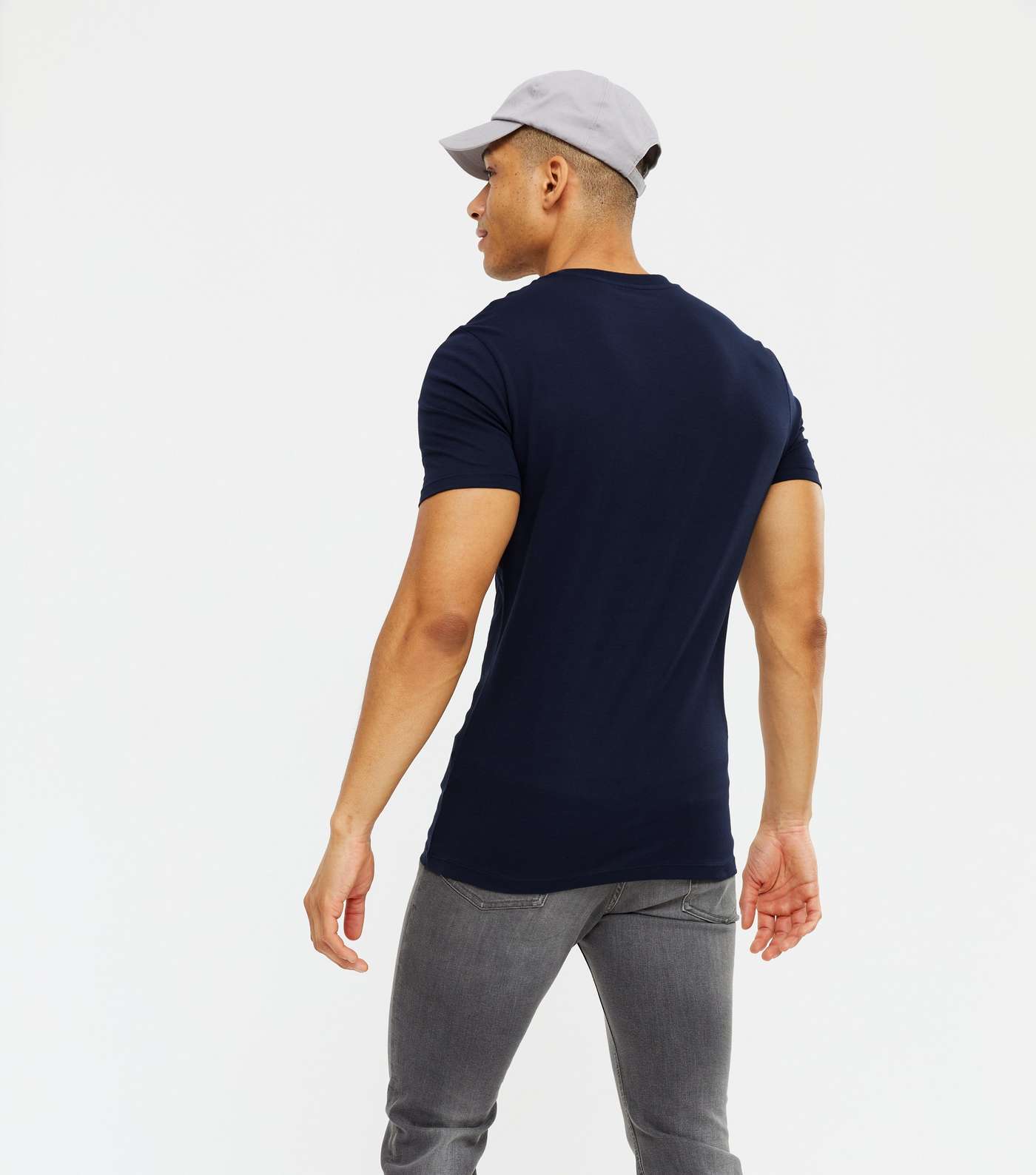 Navy Crew Neck Muscle Fit T-Shirt Image 4