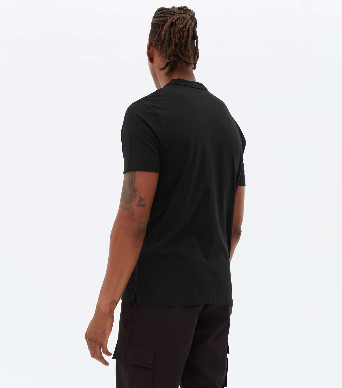 Black Jersey Short Sleeve Polo Shirt Image 4
