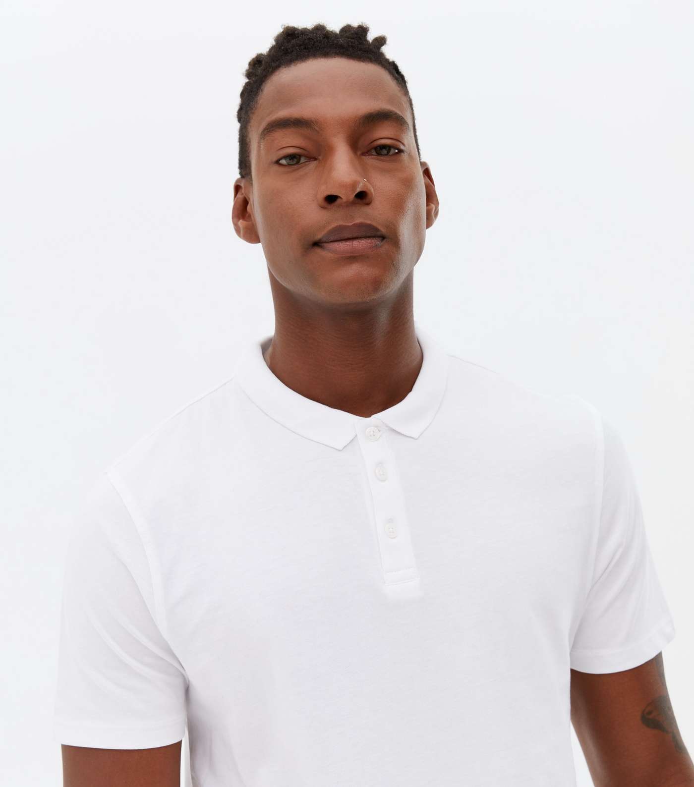 White Jersey Short Sleeve Polo Shirt Image 3