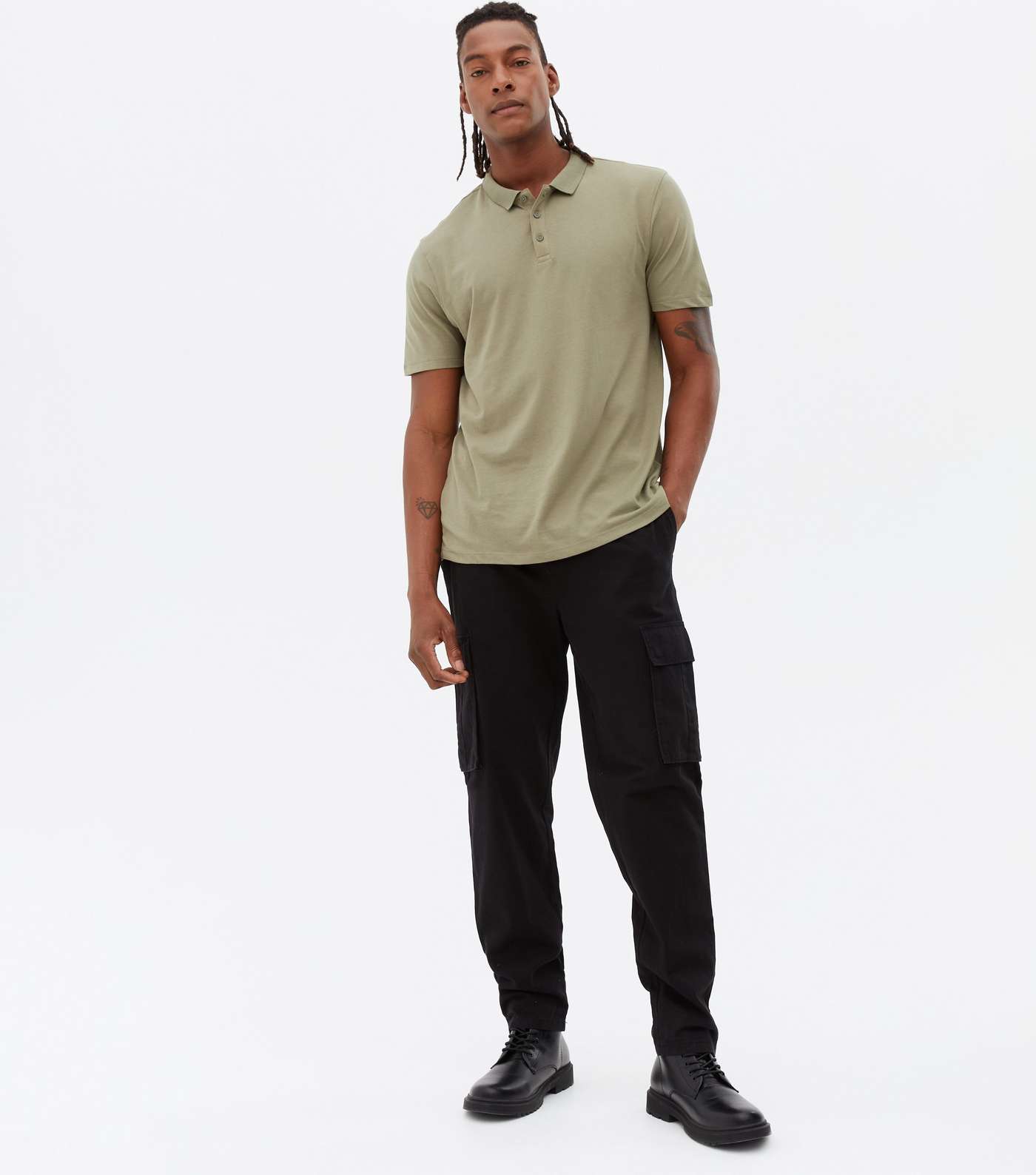 Khaki Jersey Short Sleeve Polo Shirt Image 2