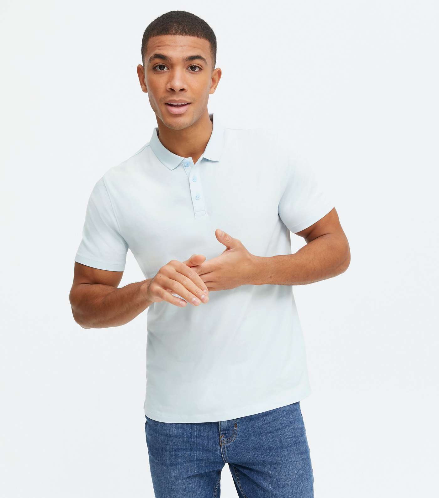 Pale Blue Jersey Short Sleeve Polo Shirt