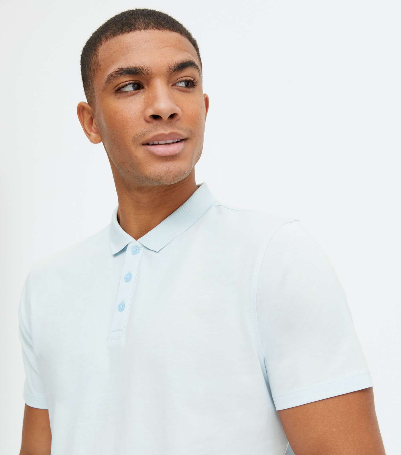 Pale Blue Jersey Short Sleeve Polo Shirt Image 3