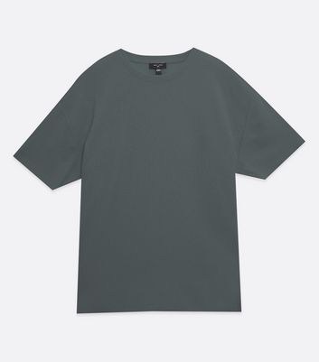 Men's Indigo Waffle Crew Neck T-Shirt New Look