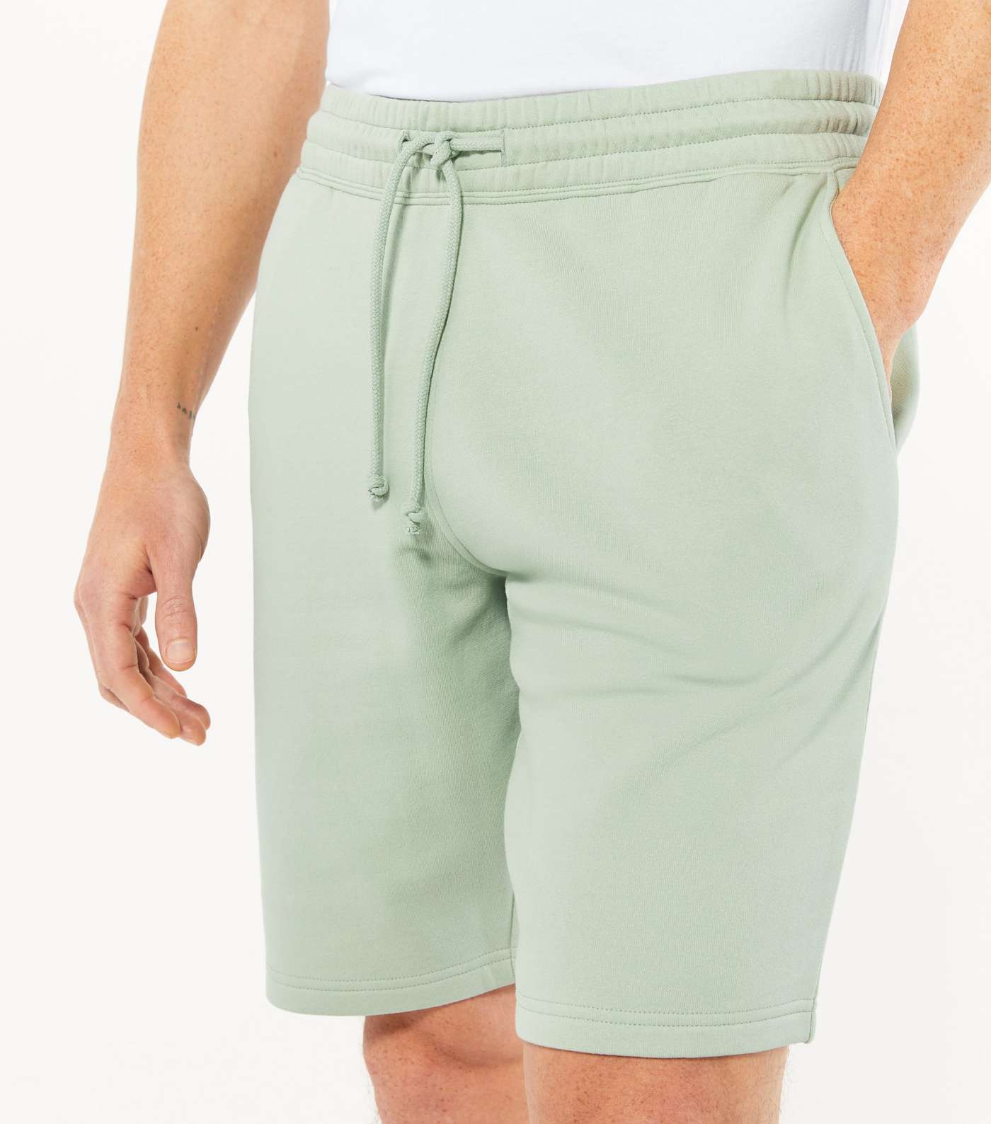 Light Green Jersey Tie Front Shorts Image 3