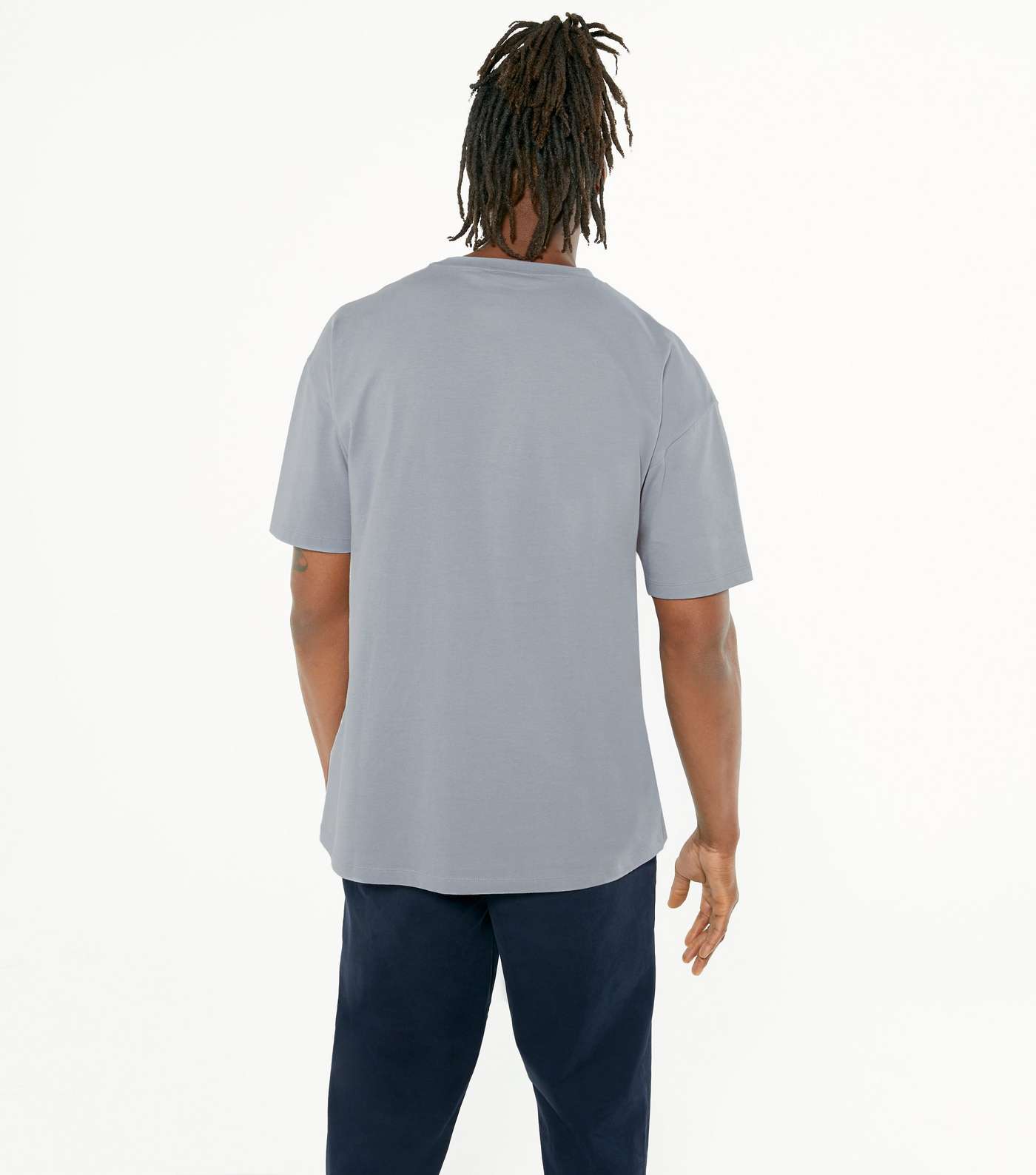 Blue Happy Face Embroidered Oversized T-Shirt Image 4