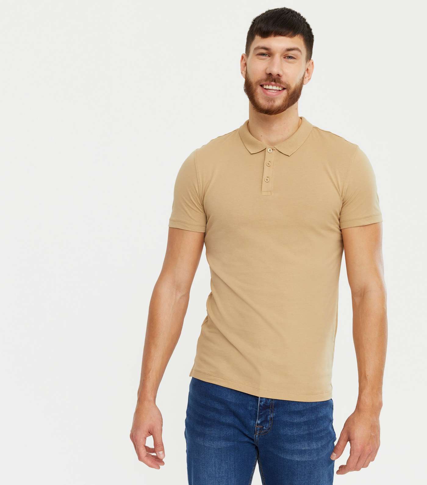 Camel Short Sleeve Muscle Fit Polo Shirt