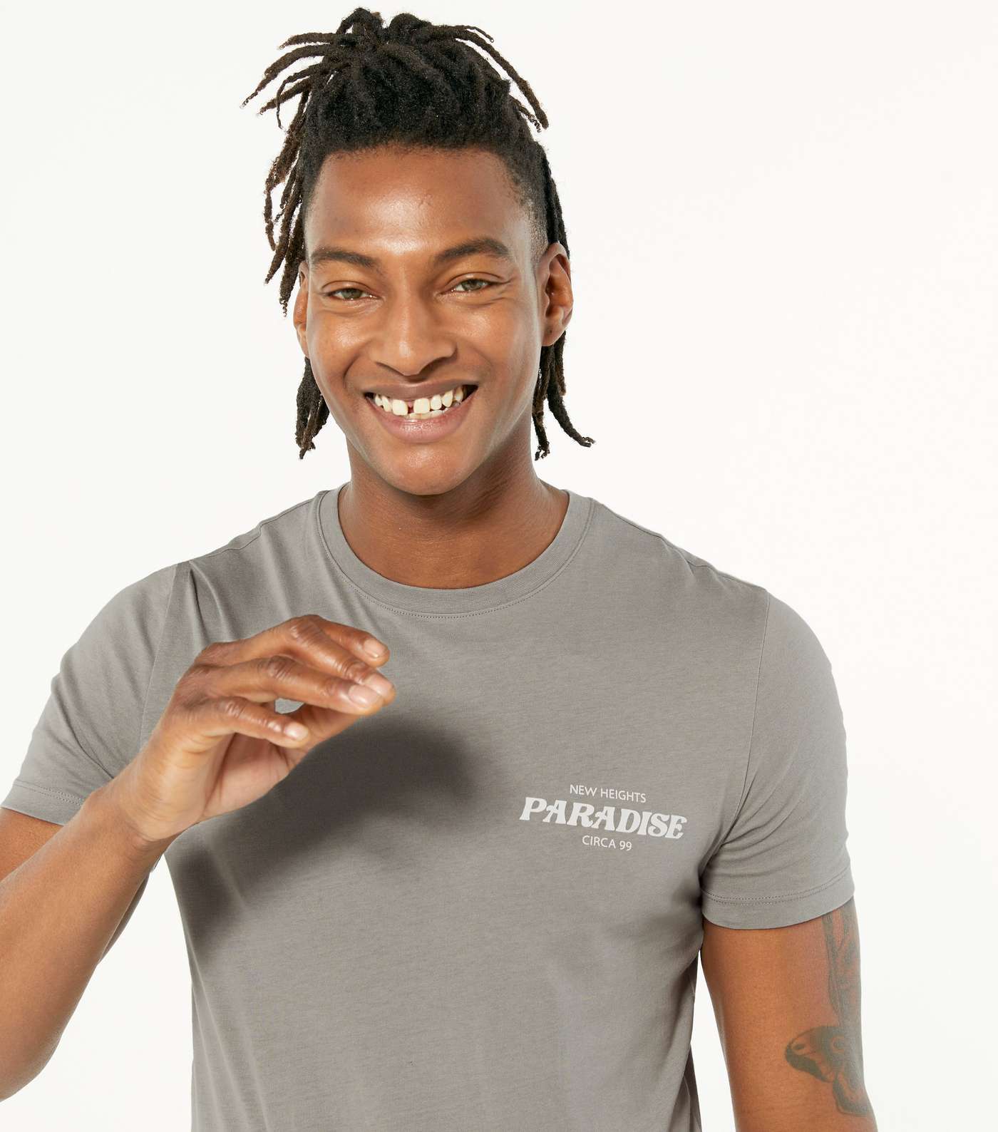 Pale Grey Paradise Logo Muscle Fit T-Shirt Image 3