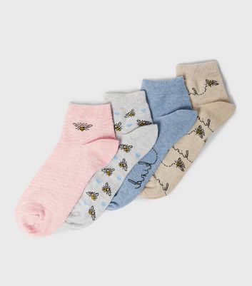 4 Pack Pink Mixed Be Kind Trainer Socks | New Look