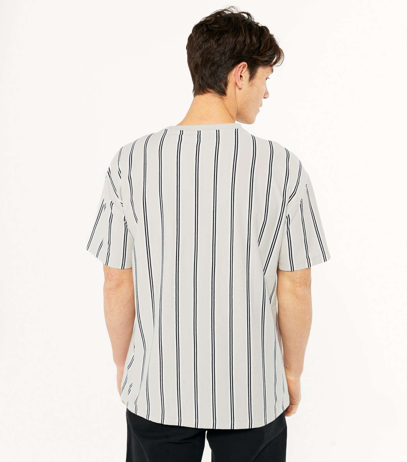 Pale Grey Stripe Oversized T-Shirt Image 4