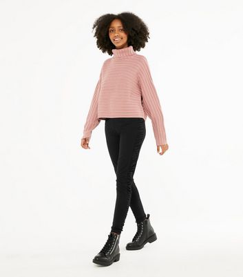 Girls Black Ruched Side Leggings | New Look