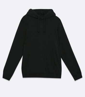 Image of Black Jersey Pocket Front Hoodie New Look
