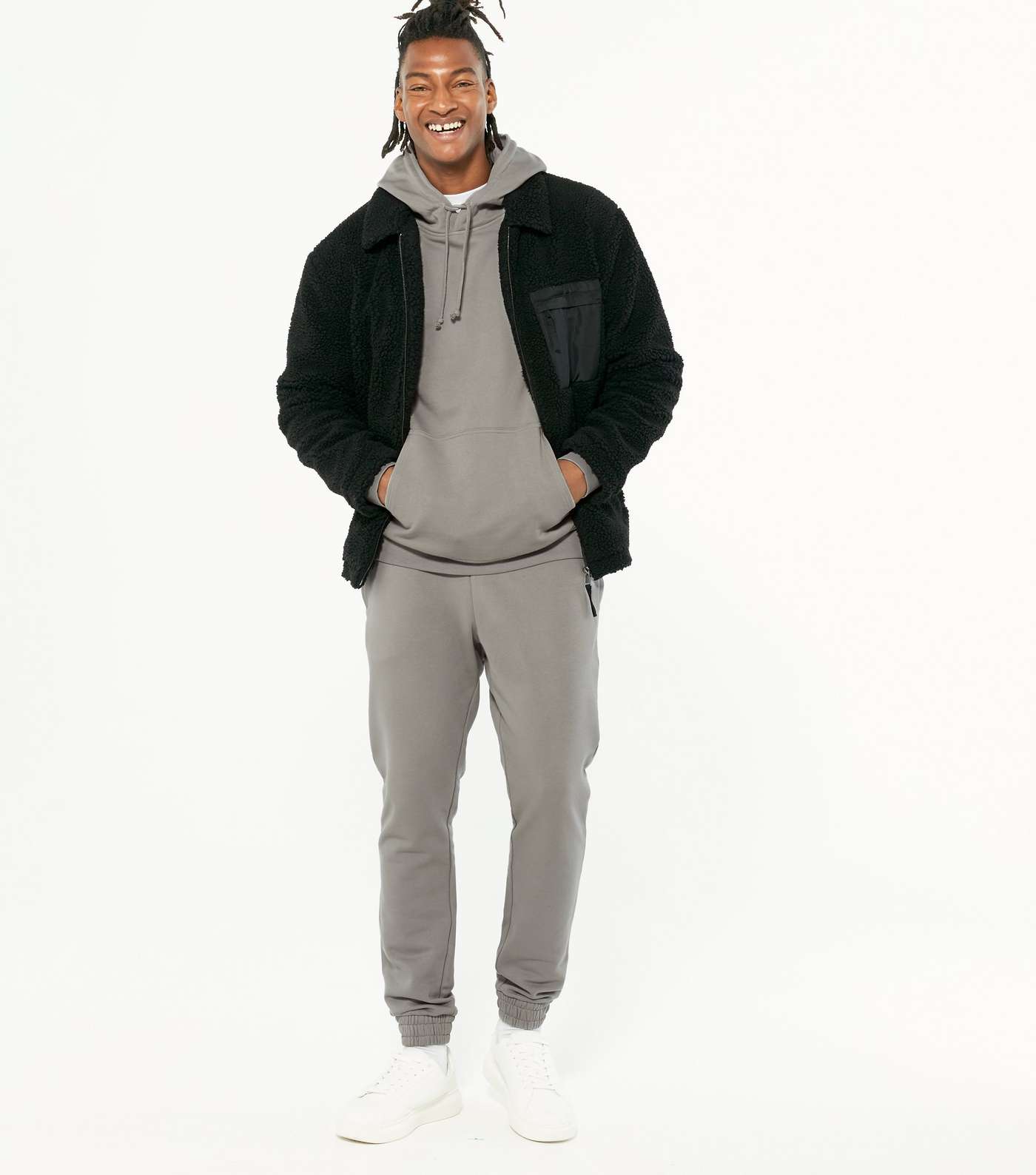 Pale Grey Jersey Pocket Front Hoodie Image 2