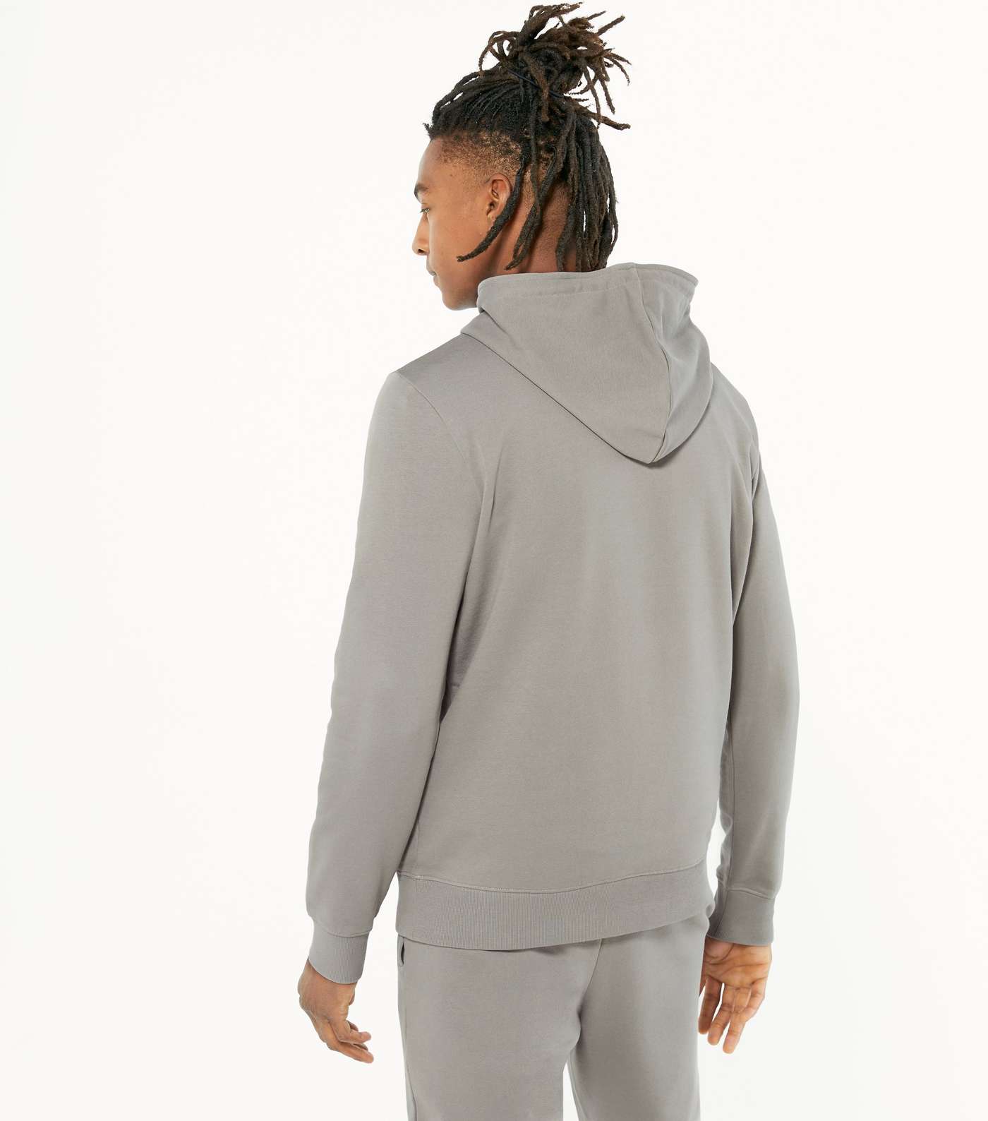 Pale Grey Jersey Pocket Front Hoodie Image 4