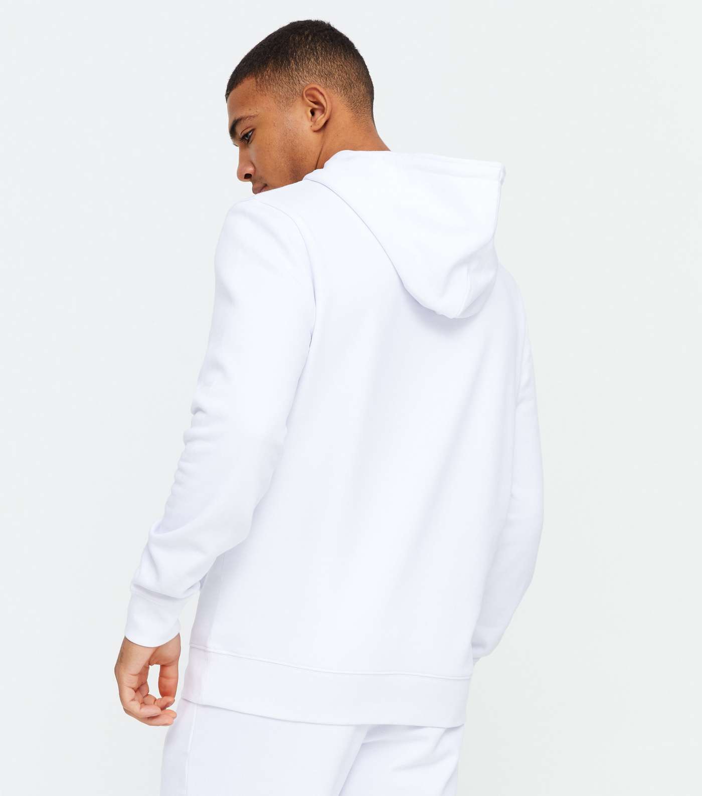 White Jersey Pocket Front Hoodie Image 4