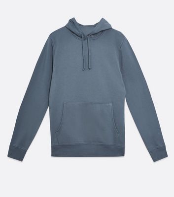Image of Indigo Jersey Pocket Front Hoodie New Look