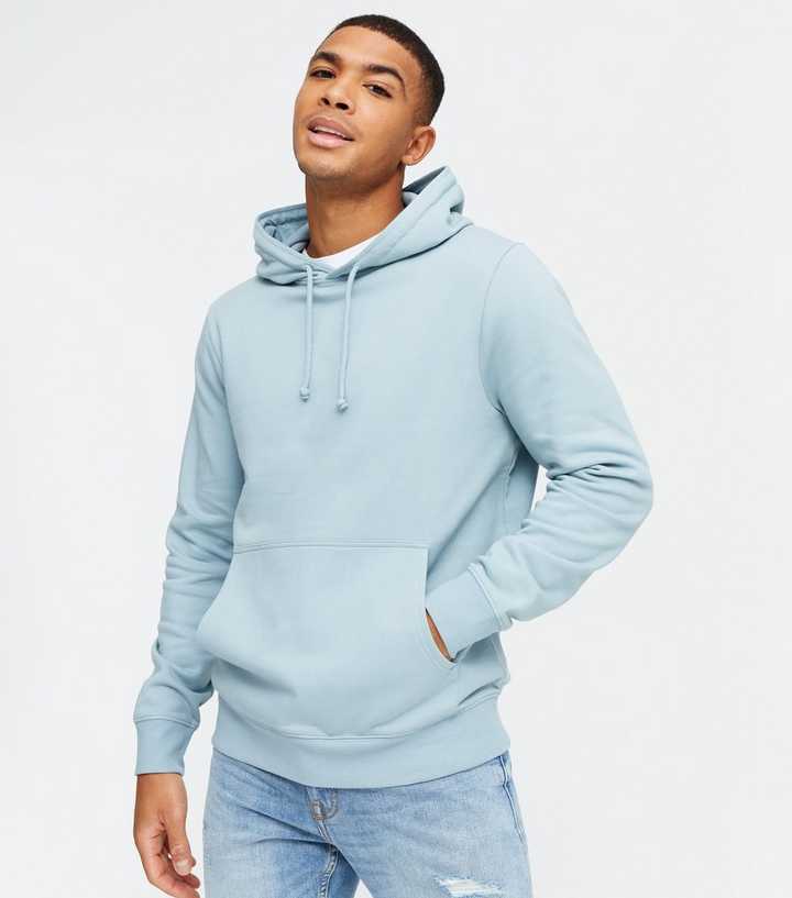 Pale Blue Jersey Pocket Front Hoodie | New Look