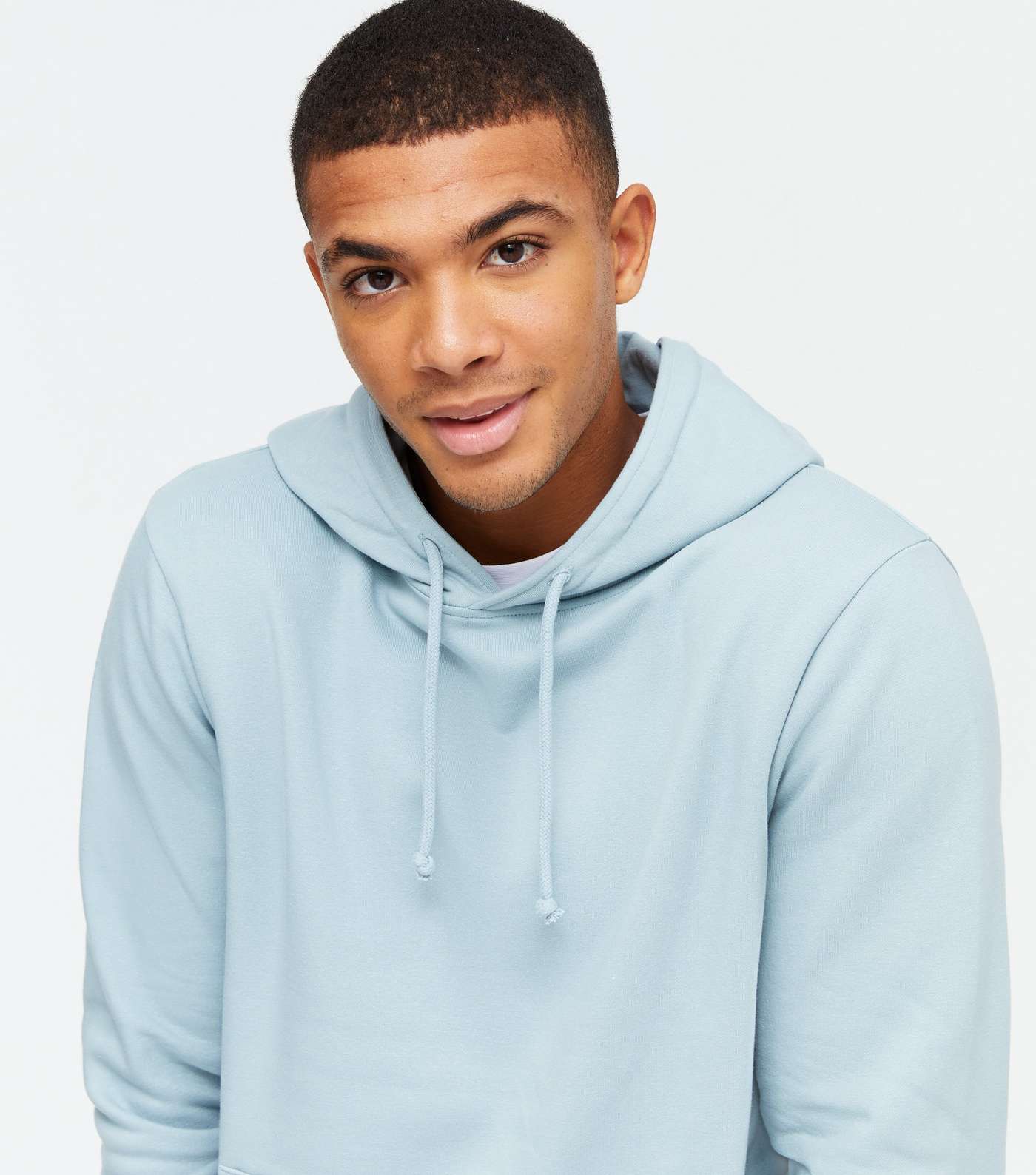 Pale Blue Jersey Pocket Front Hoodie Image 3