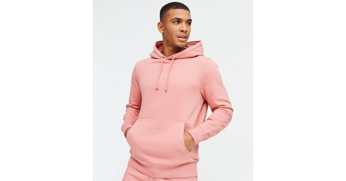Mid Pink Jersey Pocket Front Hoodie New Look