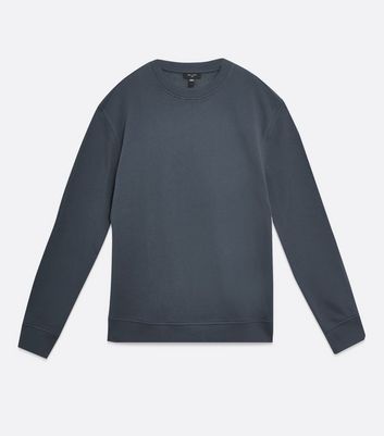 Image of Navy Jersey Crew Neck Sweatshirt New Look