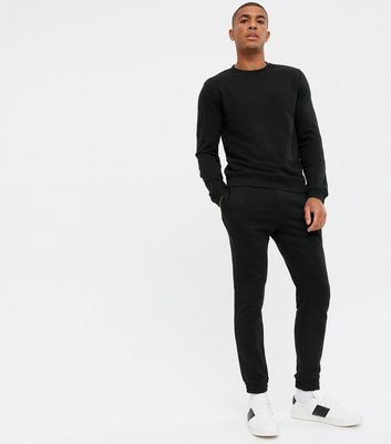 Black Jersey Cuffed Joggers New Look