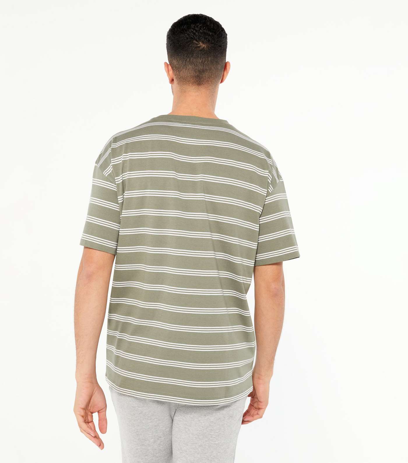 Olive Stripe Oversized T-Shirt Image 4