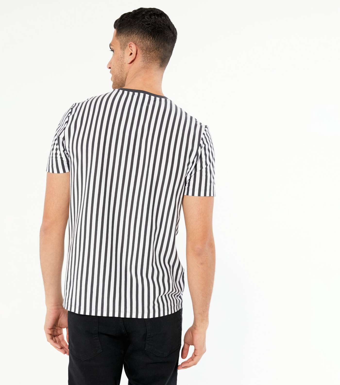 Dark Grey Vertical Stripe Crew T-Shirt Image 4