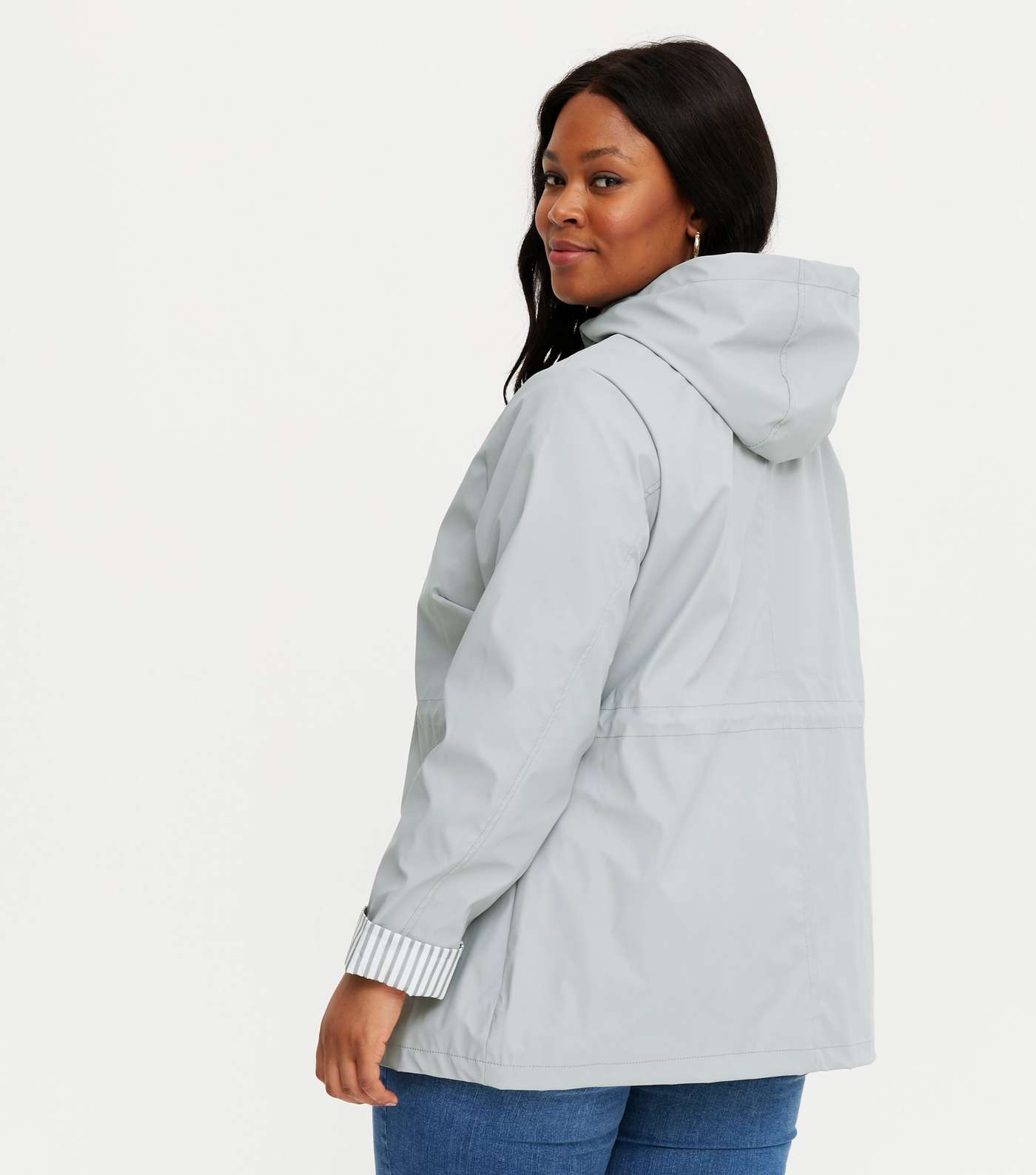 Curves Pale Grey Hooded Anorak Image 3