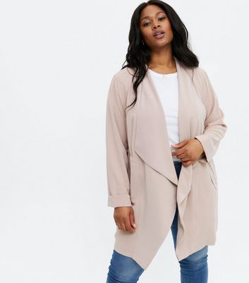 Curves Pale Pink Waterfall Jacket New Look