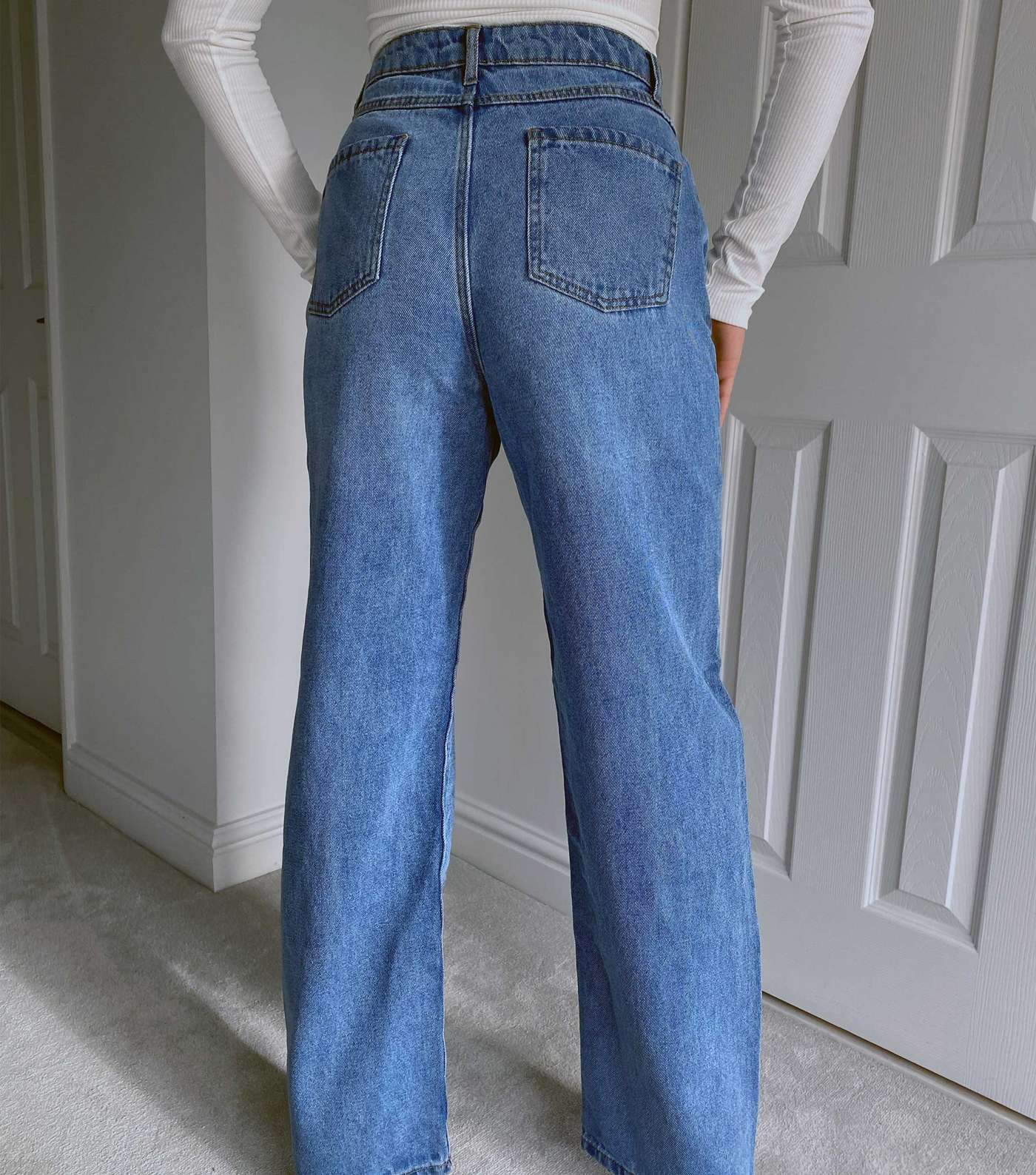 Urban Bliss Blue Ripped Wide Leg Jeans Image 4