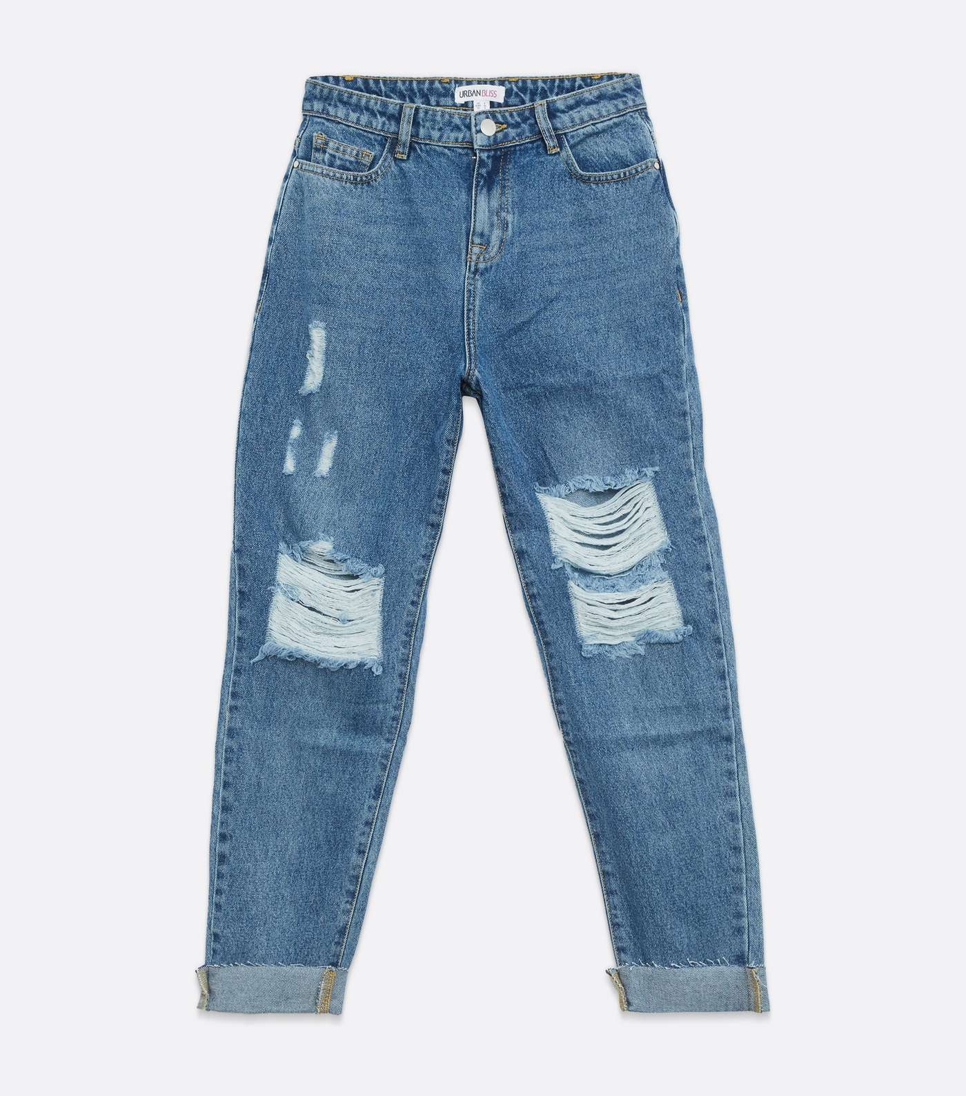 Urban Bliss Blue Ripped Mom Jeans Image 5