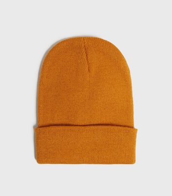 Image of Orange Plain Beanie Hat New Look