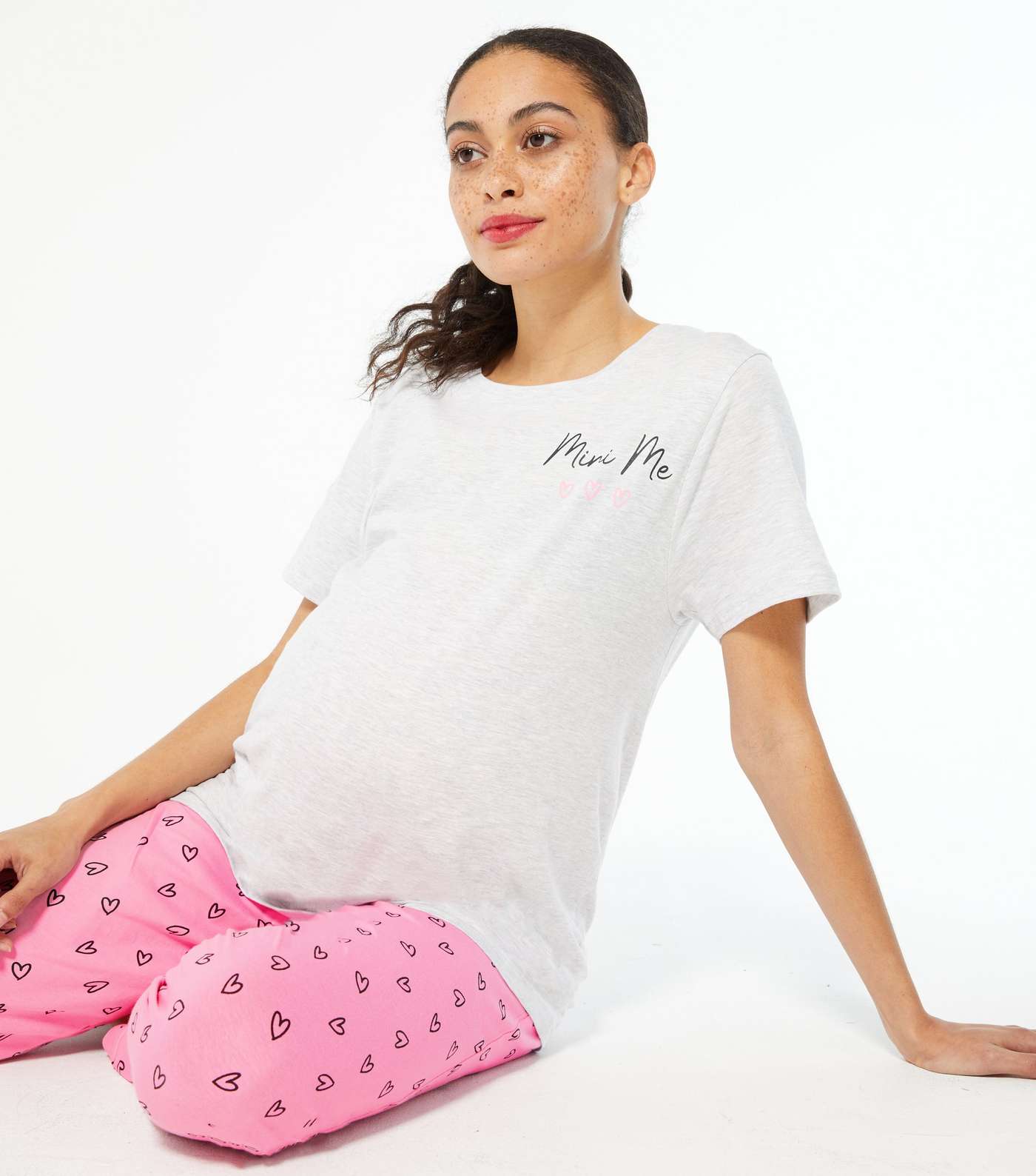Maternity Light Grey Mini Me Logo Jogger Pyjama Set  Image 2