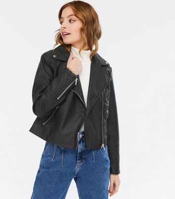 petite black leather jacket