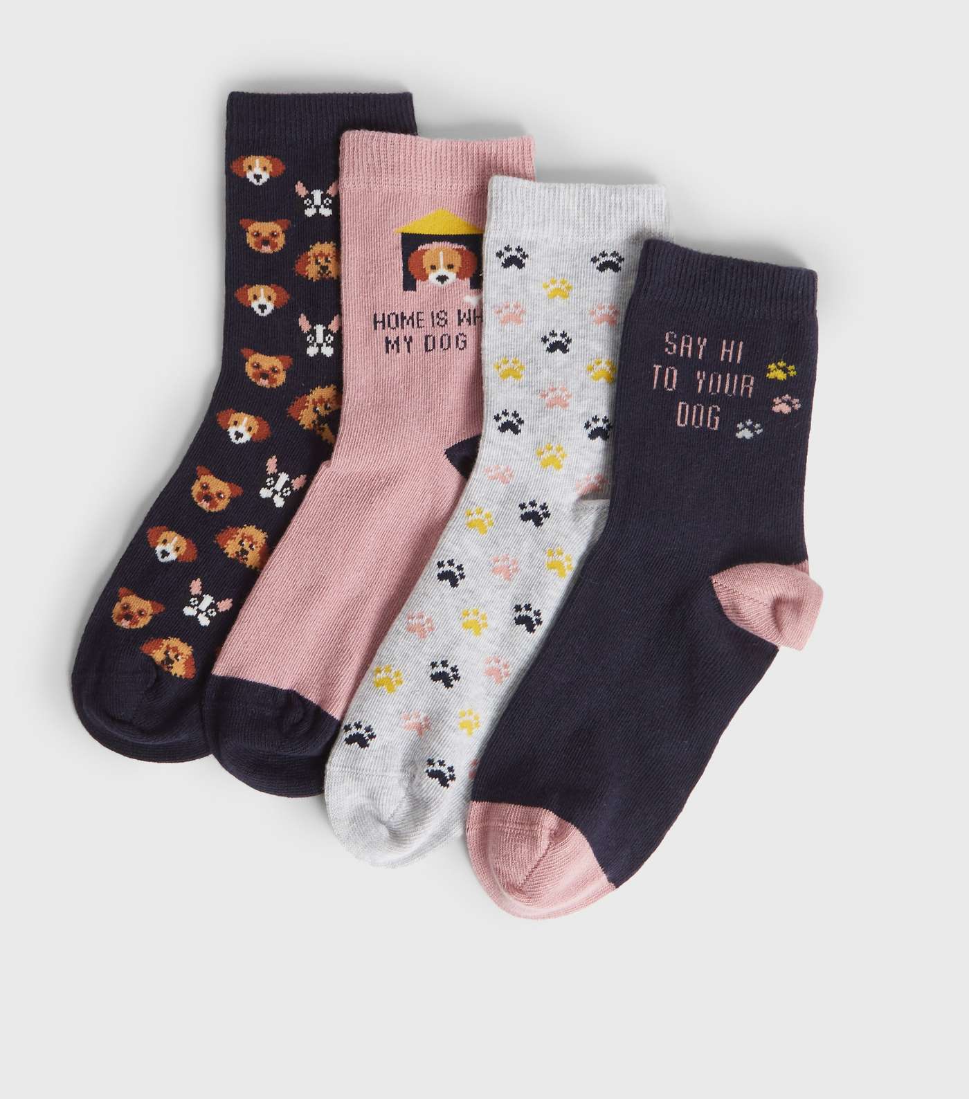 Girls Pink Mixed Dog Logo Socks