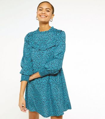 blue leopard print dress new look