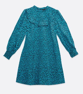 blue leopard print dress new look