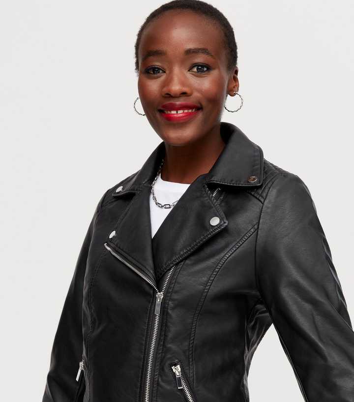 Faux Leather Moto Jacket for Tall Women