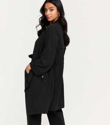 black waterfall coat petite