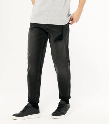 Mens black ripped outlet tapered jeans