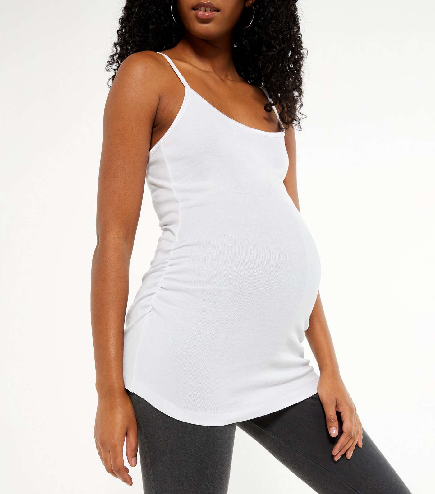 Maternity 3 Pack White Grey and Black Scoop Camis Image 4