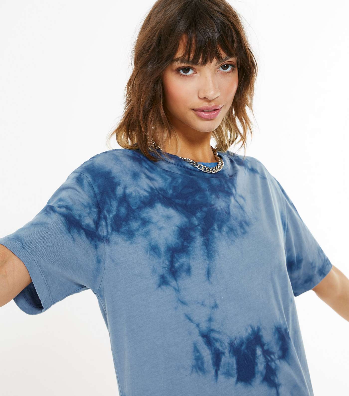 Blue Tie Dye Oversized T-Shirt Image 4